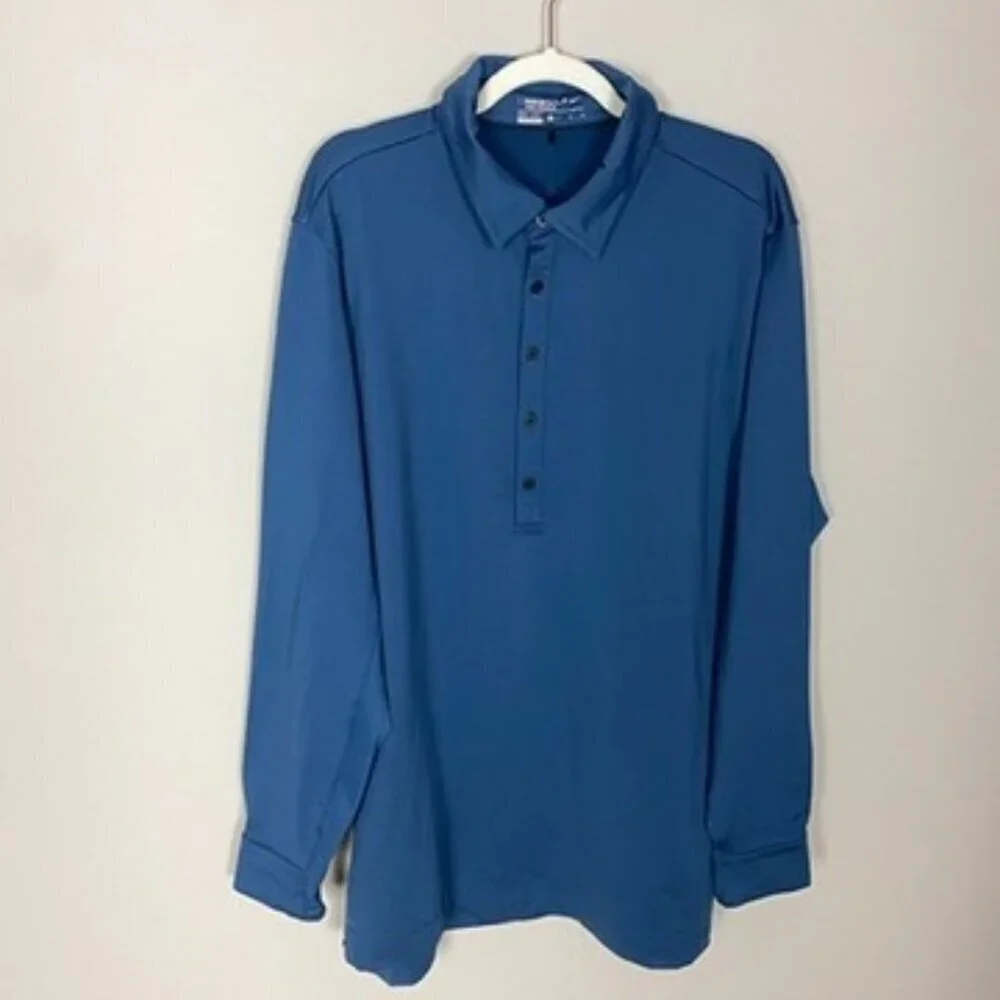 Nike Golf Tour Premium Polo Shirt 483612-458 Long Sleeve Blue Mens XL Dri Fit